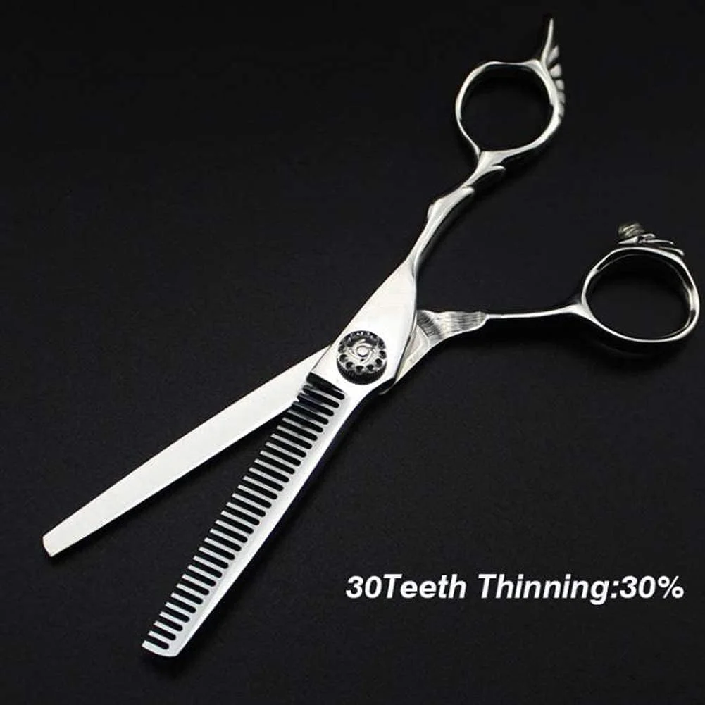 قیچی آرایشگری حرفه ای دسته بال فرشته ای، قیچی تخت، قیچی آرایشگری، قیچی پیتاژ 6.0 اینچ