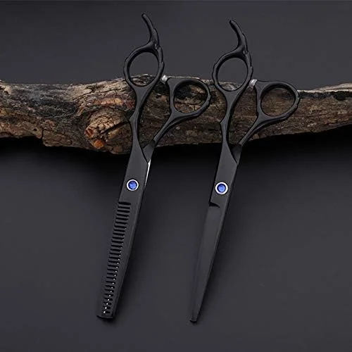 قیچی آرایشگری 6 اینچی مشکی، قیچی آرایشگری برای نازک کردن مو، قیچی آرایش، ابزار آرایشگری، قیچی برش مو