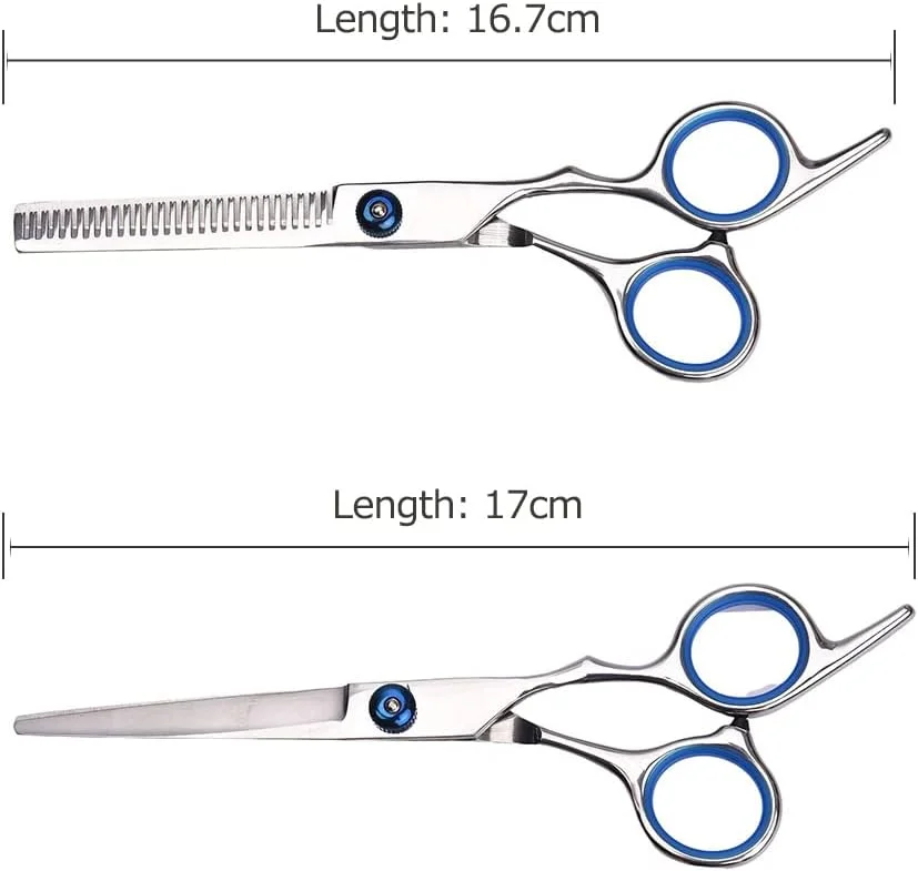 ست قیچی آرایشگری 13 تکه استیل ضد زنگ حرفه ای شامل قیچی اصلاح مو، قیچی دندانه دار، شانه و قیچی برش