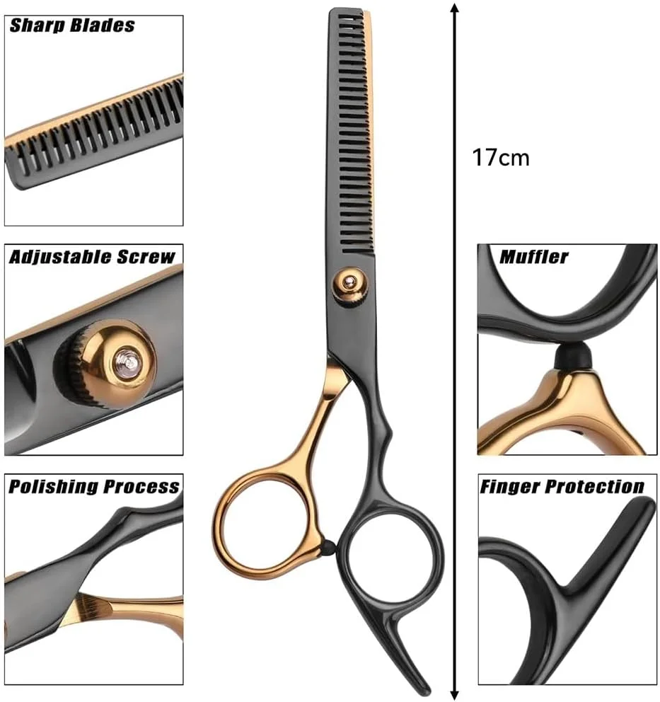 ست قیچی آرایشگری مو JZS، ست حرفه ای 8 تکه قیچی آرایشگری، ست اصلاح مو برای زنان، مردان و کودکان برای استفاده در خانه/سالن/آرایشگاه (مشکی)
