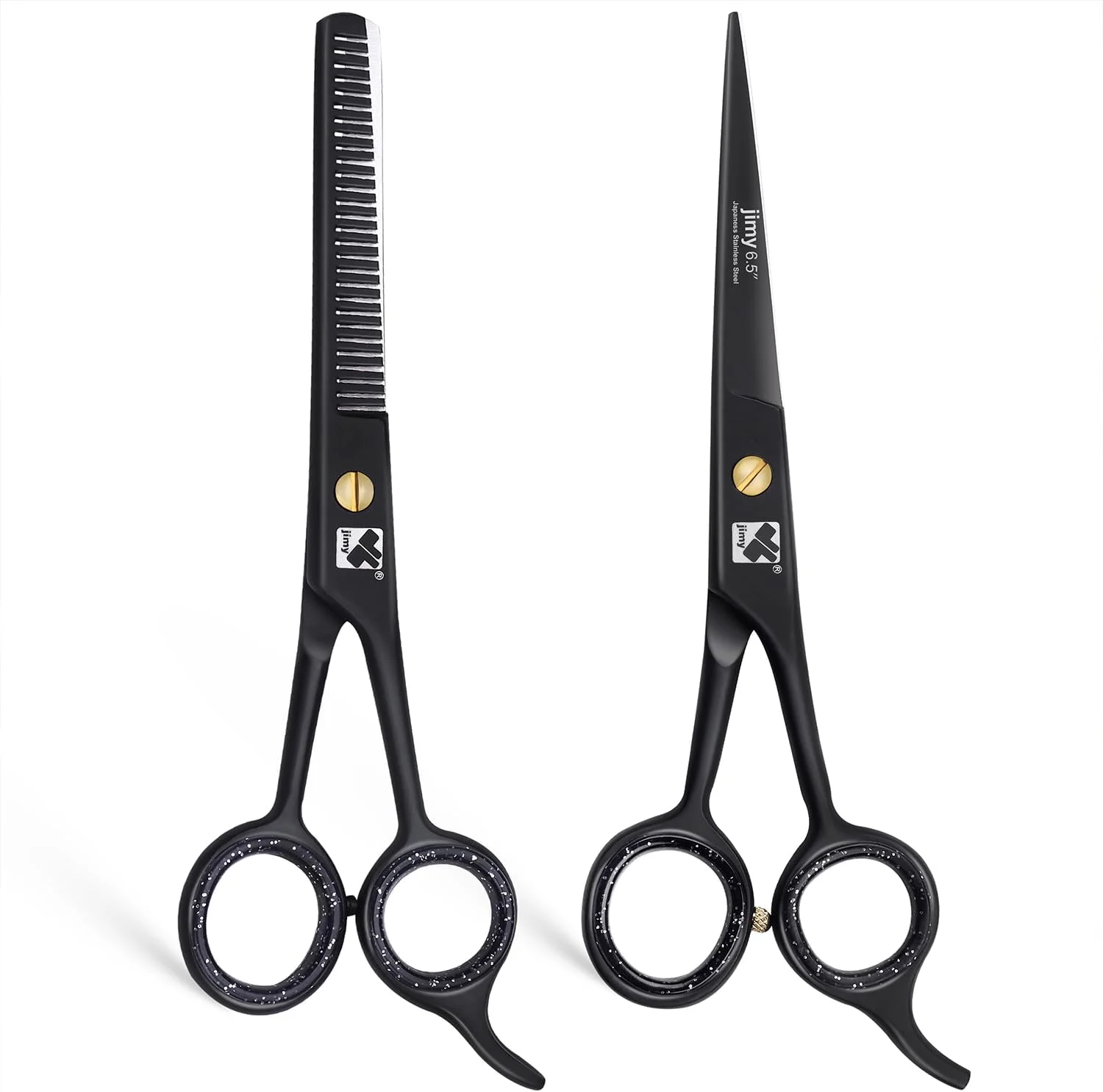 قیچی آرایشگری حرفه ای جیمی با پرداخت نهایی از جنس استیل ضد زنگ - قیچی آرایشگری بادوام و روان برای خانه و سالن ها (قیچی آرایشگری و پیتاژ، 6.5 اینچ)