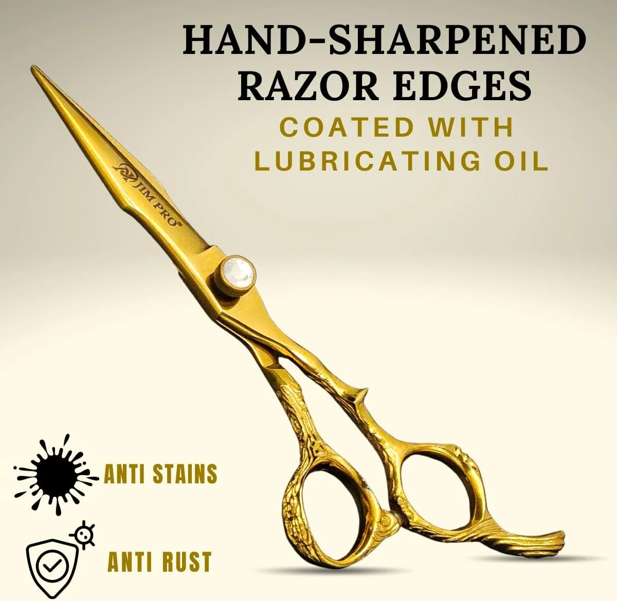 قیچی آرایشگری حرفه ای JIM PRO - قیچی اصلاح مو، قیچی موی آرایشگری حرفه ای فولاد ضد زنگ ژاپنی 440C با دسته اژدها، مناسب برای استفاده در سالن و منزل 6.5 اینچ (GOLDEN-440C) قیچی آرایشگری حرفه ای JIM PRO - قیچی اصلاح مو، قیچی موی آرایشگری حرفه ای فولاد ضد زنگ ژاپنی 440C با دسته اژدها، مناسب برای استفاده در سالن و منزل 6.5 اینچ (GOLDEN-440C)