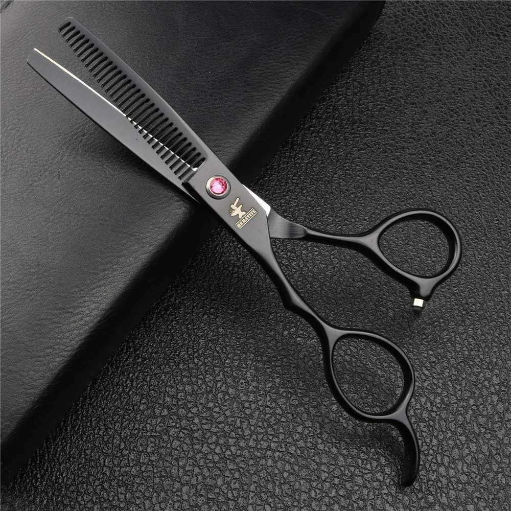 مجموعه قیچی آرایشگری دست چپ LOCZEK سایز 5.5 اینچ و 6 اینچ، ابزار آرایشگری، قیچی آرایشگری فولادی (رنگ: مشکی، مجموعه 5.5 اینچی)