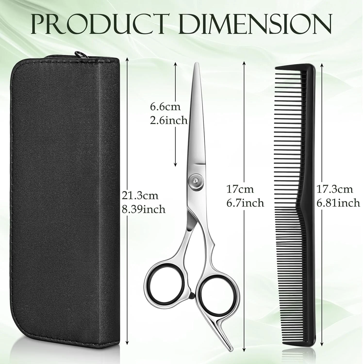 ست قیچی آرایشگری ناین مکس 6.7 اینچ - قیچی و شانه استیل ضد زنگ - کیف نگهداری ست آرایشگری حرفه ای برای مردان، زنان، کودکان، ابزار آرایشگر، سالن خانگی