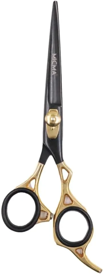 قیچی آرایشگری حرفه ای MICMA - قیچی آرایشگری 6.5 اینچی با تیغه های لبه تیغ - قیچی پیتاژ برای کوتاهی موی زنان/مردان - مشکی طلایی (دسته تک منحنی MT-11) قیچی آرایشگری حرفه ای MICMA - قیچی آرایشگری 6.5 اینچی با تیغه های لبه تیغ - قیچی پیتاژ برای کوتاهی موی زنان/مردان - مشکی طلایی (دسته تک منحنی MT-11)