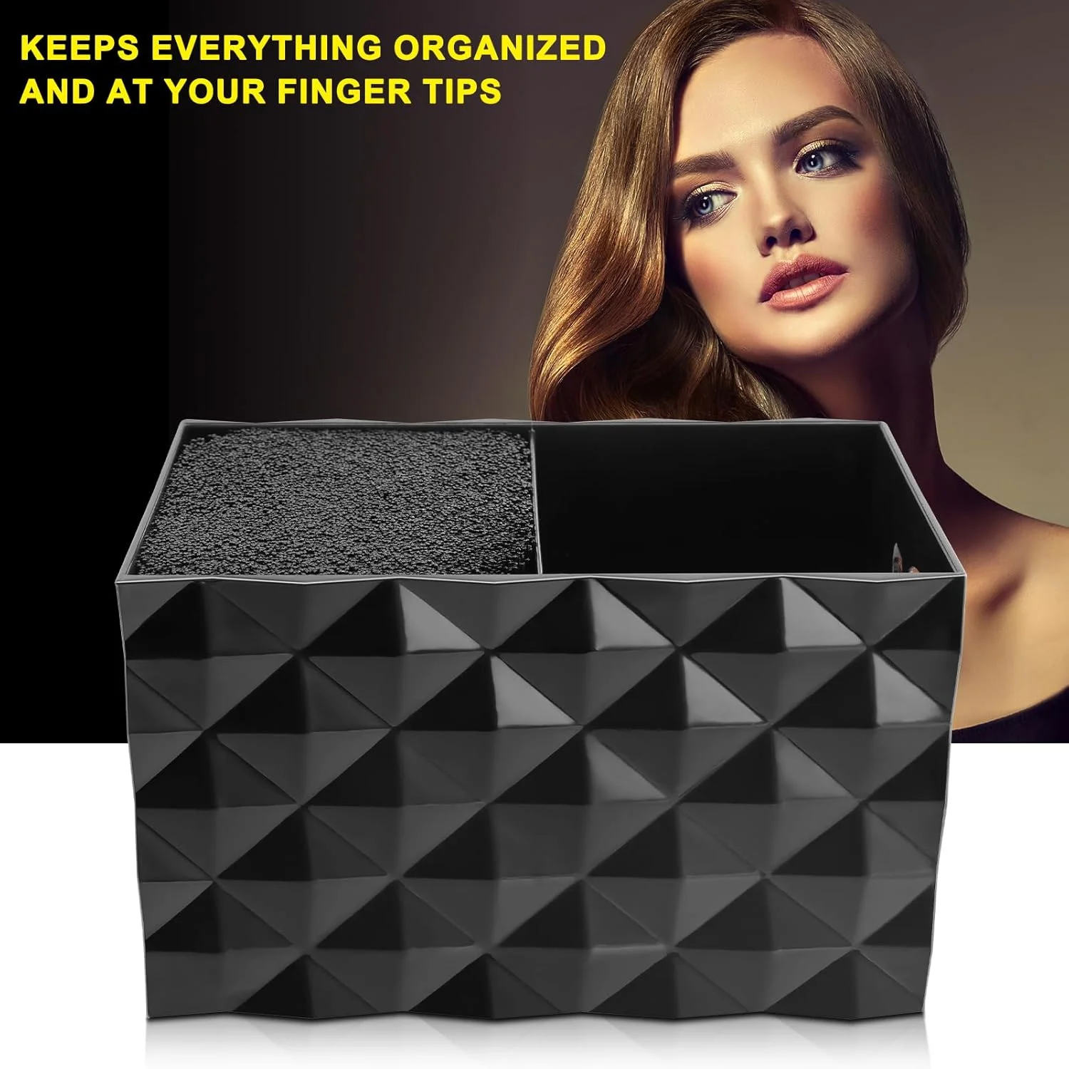 جعبه نگهدارنده قیچی آرایشگری NICEMOVIC، سازمان دهنده و نگهدارنده قیچی آرایشگری حرفه ای سالن برای شانه ها، گیره ها و برس های حالت دهنده مو (مشکی)