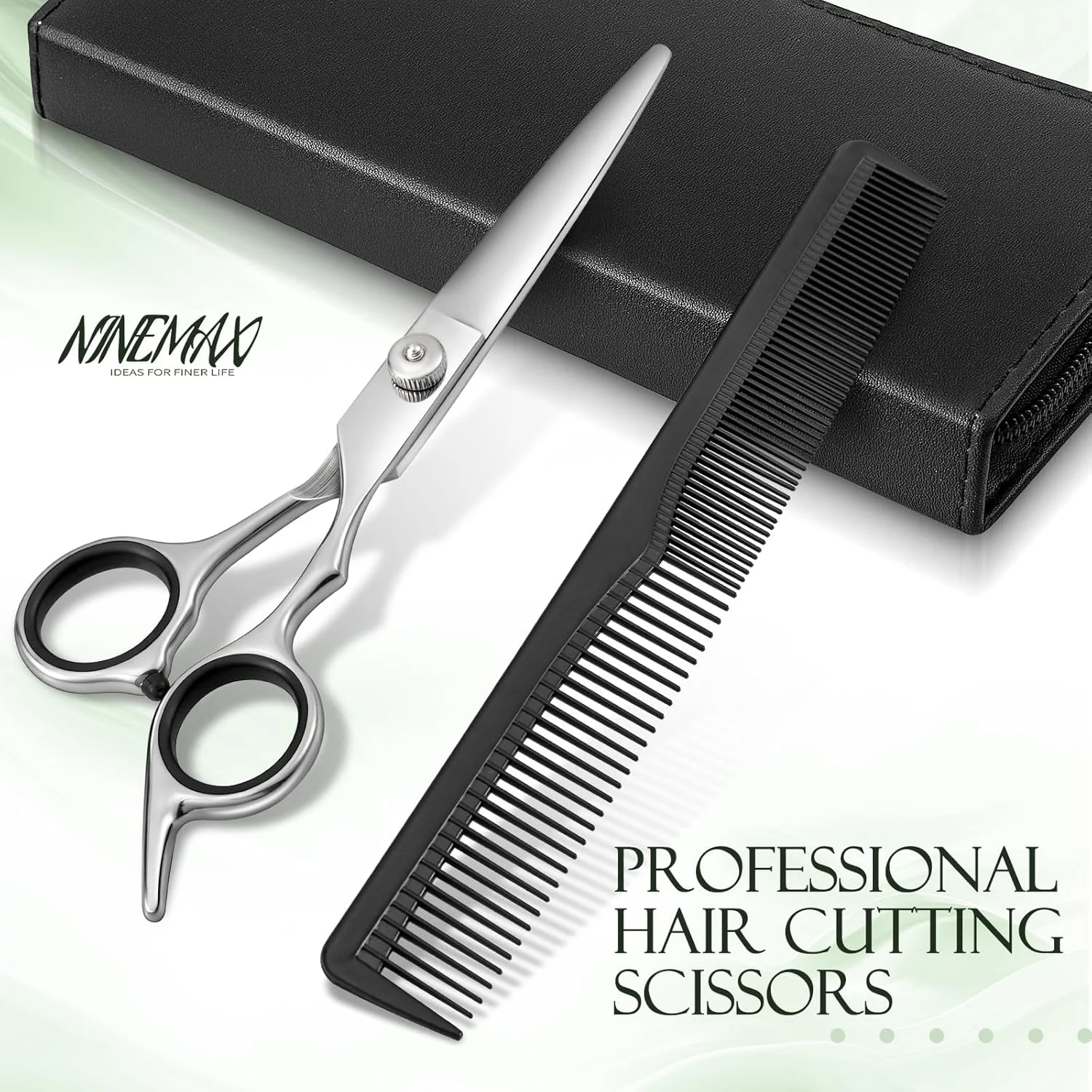 ست قیچی آرایشگری ناین مکس 6.7 اینچ - قیچی و شانه استیل ضد زنگ - کیف نگهداری ست آرایشگری حرفه ای برای مردان، زنان، کودکان، ابزار آرایشگر، سالن خانگی