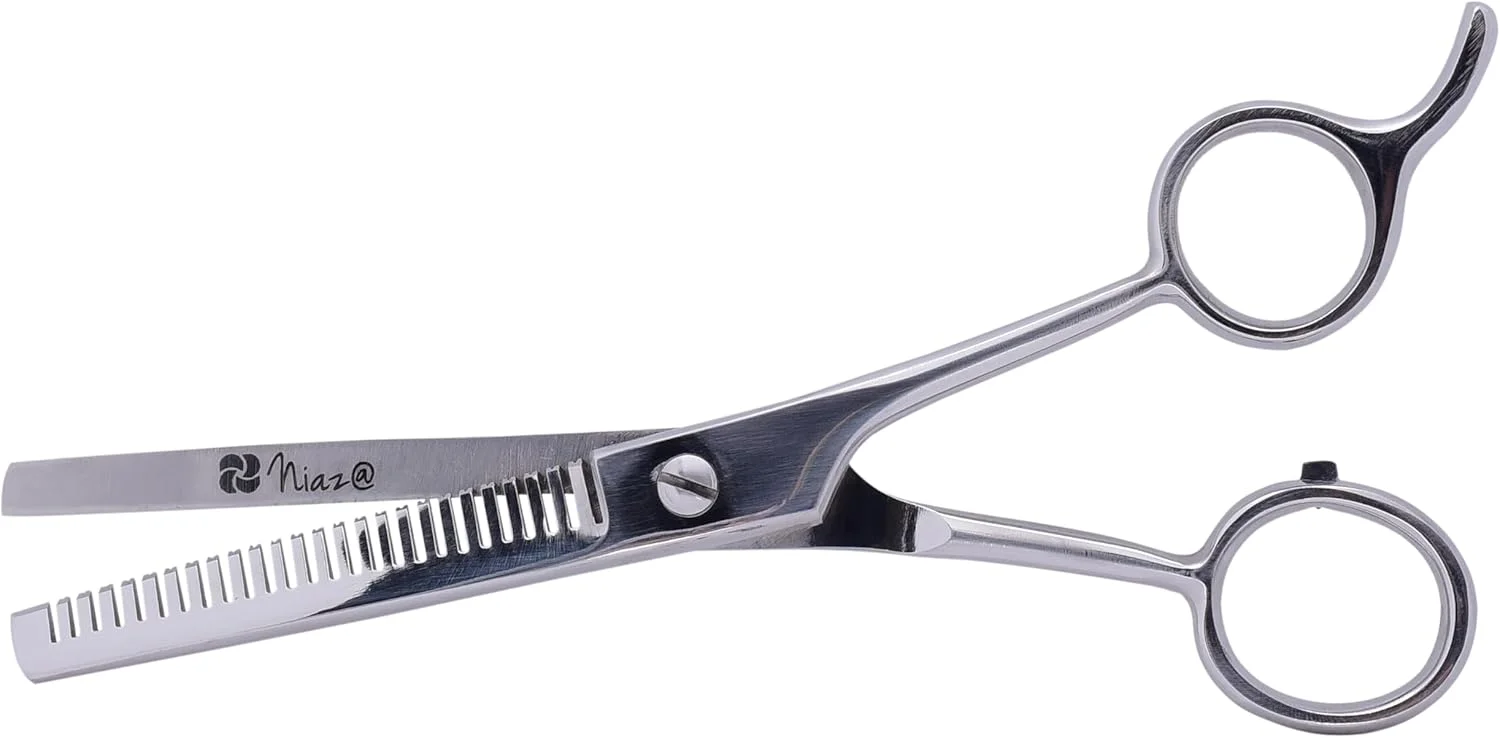 قیچی پیتاژ مو نیازی - 6.5 اینچ قیچی کم حجم کننده مو برای بافت دهی و حالت دادن - قیچی آرایشگری حرفه ای برای آرایشگاه و استفاده در منزل با پیچ های رنگی ابسیدین…