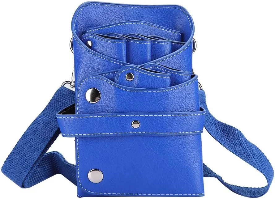 کیف کمری قیچی آرایشگری قابل حمل، کیف قیچی آرایشگر، کیف کمری نگهداری قیچی سالن آرایش (آبی)