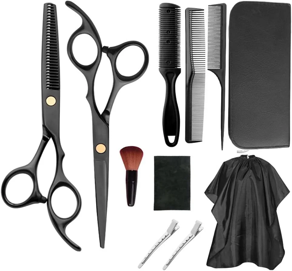 ست قیچی آرایشگری ORiTi، مجموعه 11 عددی قیچی حرفه ای مو با قیچی های پیتاژ استیل ضد زنگ، شانه، قیچی آرایشگری، پیش بند، ست قیچی آرایشگری برای آرایشگر، سالن، خانه