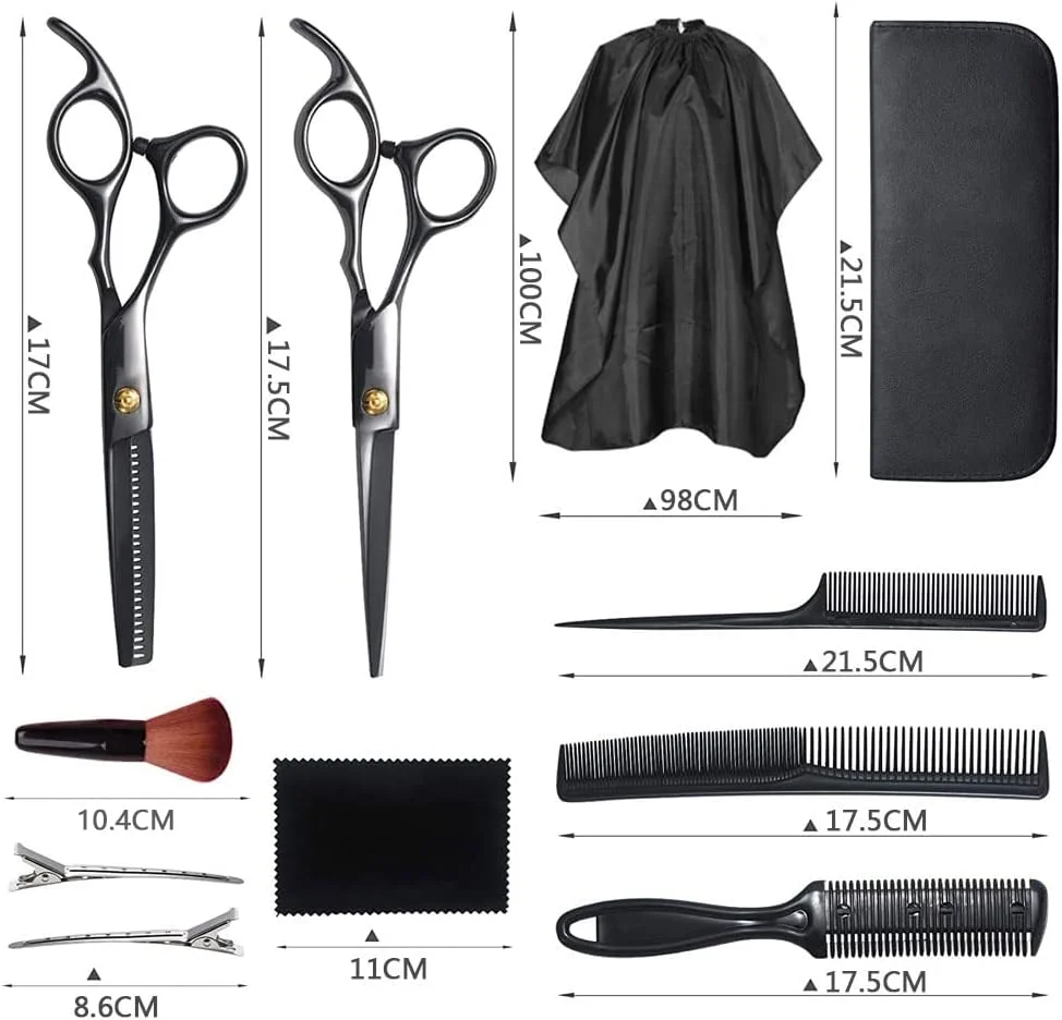 ست قیچی آرایشگری ORiTi، مجموعه 11 عددی قیچی حرفه ای مو با قیچی های پیتاژ استیل ضد زنگ، شانه، قیچی آرایشگری، پیش بند، ست قیچی آرایشگری برای آرایشگر، سالن، خانه