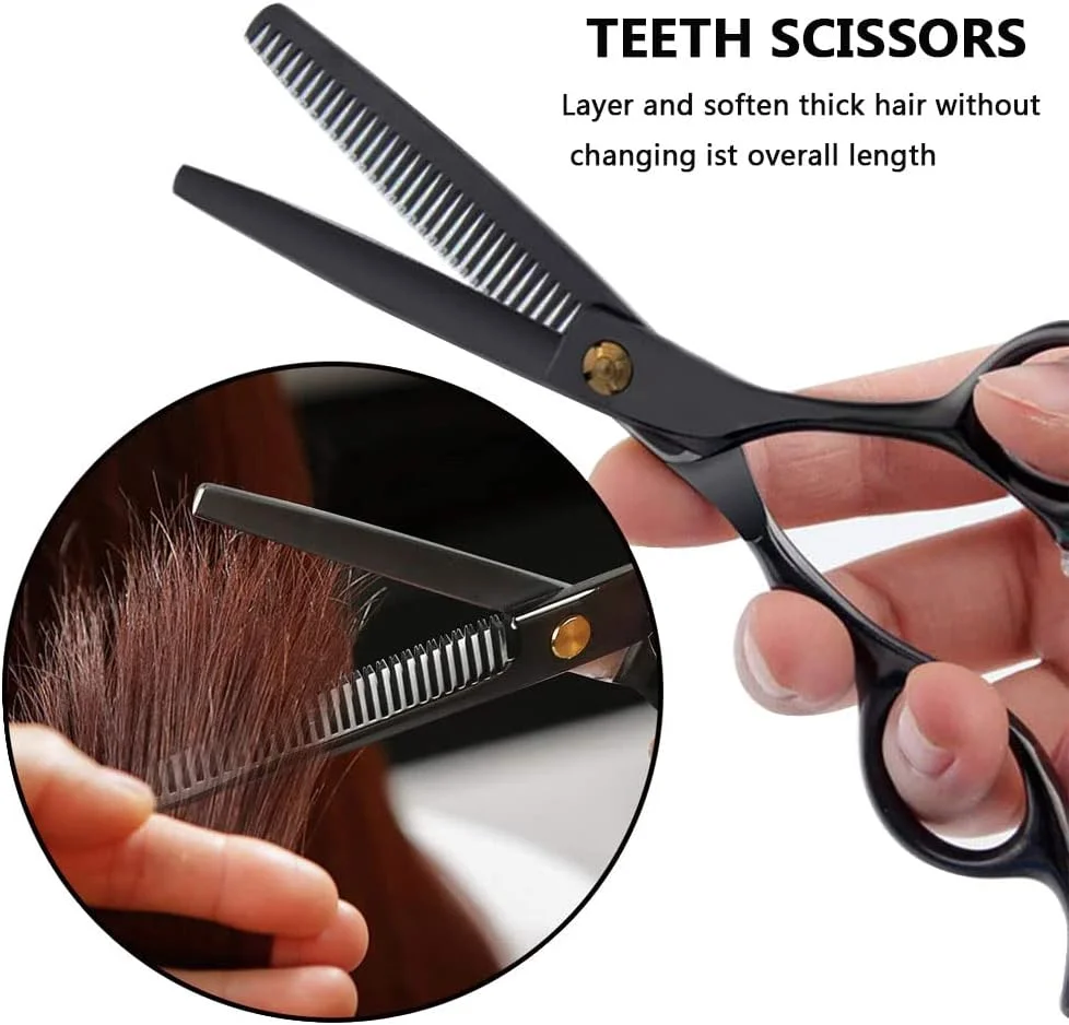 ست قیچی آرایشگری ORiTi، مجموعه 11 عددی قیچی حرفه ای مو با قیچی های پیتاژ استیل ضد زنگ، شانه، قیچی آرایشگری، پیش بند، ست قیچی آرایشگری برای آرایشگر، سالن، خانه