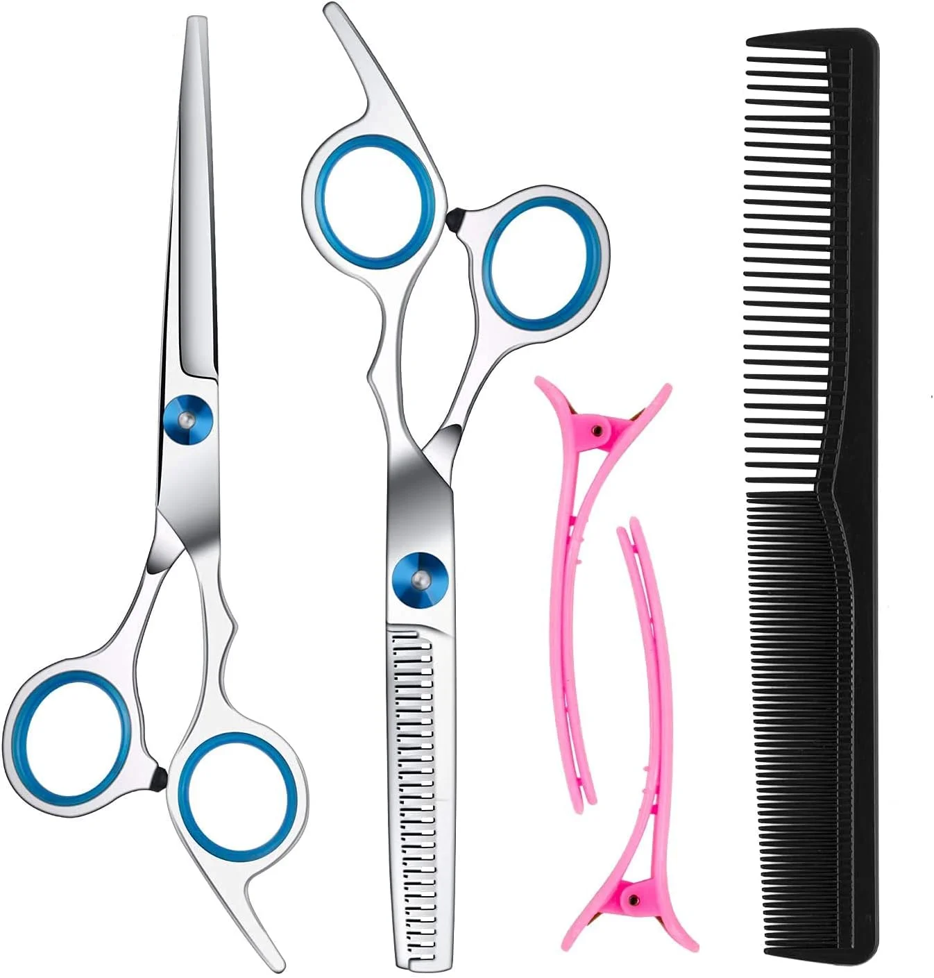 ست قیچی آرایشگری حرفه ای ORiTi شامل قیچی کوتاهی و قیچی پیتاژ، 6.7 اینچ، استیل ضد زنگ، قیچی اصلاح مو، تیغ سلمانی با شانه برای استفاده در منزل/مردان/زنان/بزرگسالان/کودکان/حیوانات خانگی