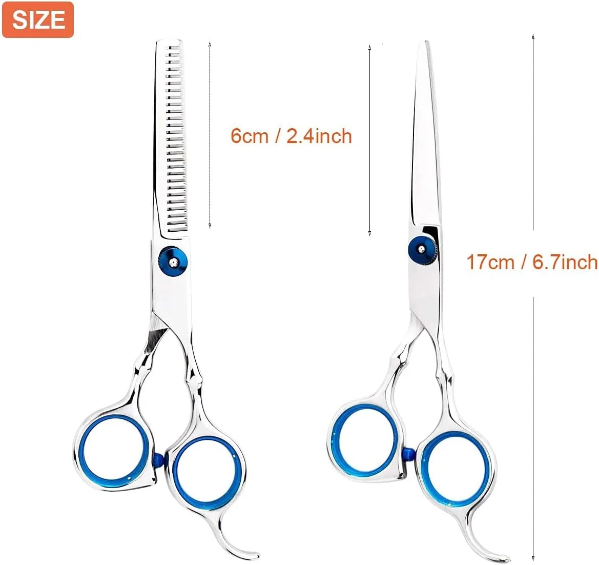 ست قیچی آرایشگری حرفه ای ORiTi شامل قیچی کوتاهی و قیچی پیتاژ، 6.7 اینچ، استیل ضد زنگ، قیچی اصلاح مو، تیغ سلمانی با شانه برای استفاده در منزل/مردان/زنان/بزرگسالان/کودکان/حیوانات خانگی