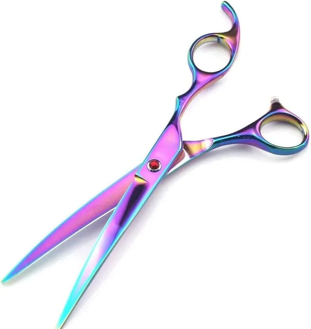 قیچی آرایشگری حرفه ای، قیچی سلمانی، قیچی پیتاژ، ست قیچی آرایشگری (رنگ: رنگین کمانی، سایز: ست 7 اینچی)