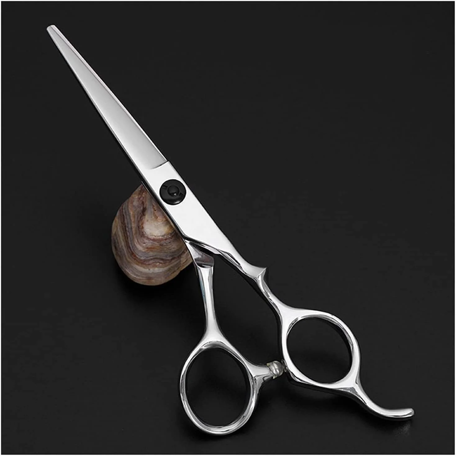 قیچی آرایشگری حرفه ای 5.5 اینچی با دسته دست ساز، دسته بامبو، دسته گره دار بلند، قیچی آرایشگری، قیچی تخت، قیچی چتری