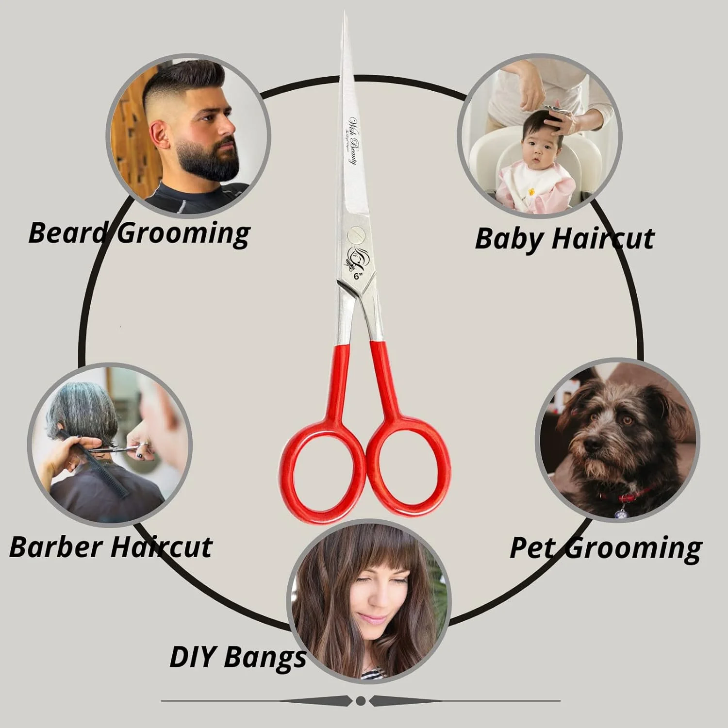 قیچی آرایشگری حرفه ای آرایشگاه پیرایش مو برش مو تیغه تیز (قیچی 6 اینچ)