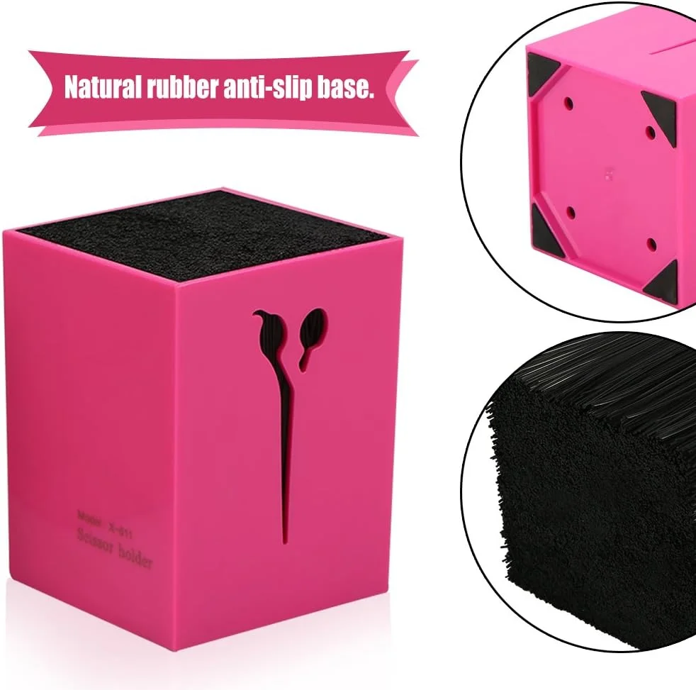 قیچی آرایشگری حرفه ای سالن، شانه، پایه نگهدارنده، جعبه نگهداری و گیره مو