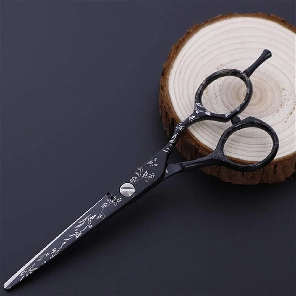 قیچی آرایشگری حرفه ای، قیچی آرایشگاهی تیز برای آرایشگاه، سالن، منزل یا مسافرت، طرح مشکی 6.0 اینچ