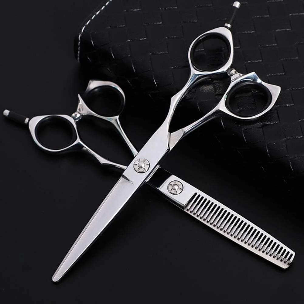 قیچی آرایشگری حرفه ای، قیچی آرایشگری استیل ضد زنگ با تیغه های دندانه دار ریز، قیچی کوتاهی مو 6.0 اینچ، Flatcut6Inch، مجموعه 6 اینچی