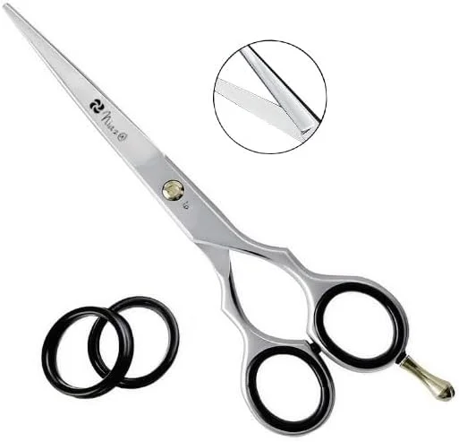 قیچی آرایشگری حرفه ای نیاز، قیچی اصلاح مو از جنس استیل ضد زنگ، کیفیت سالنی، به همراه حلقه های یدکی