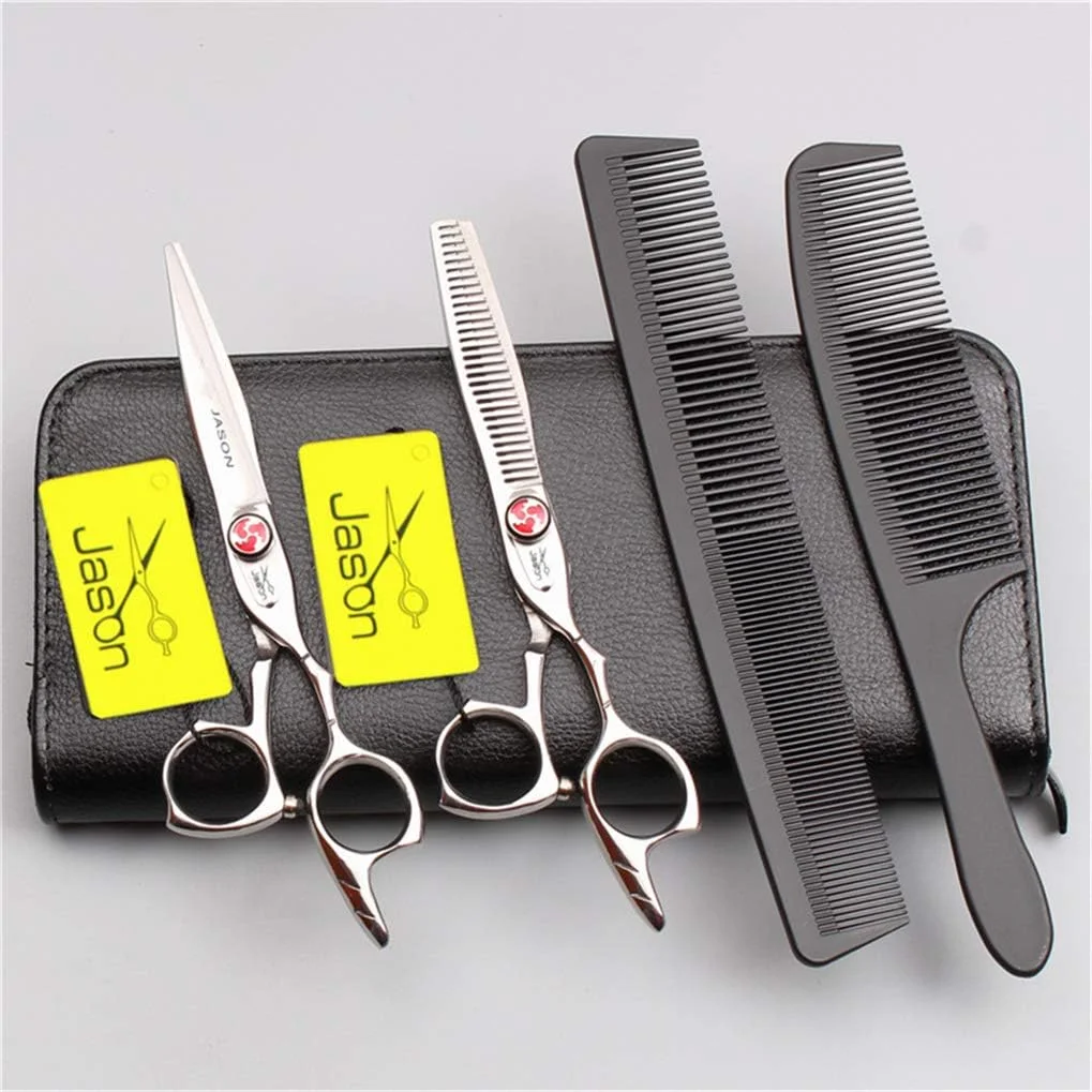 ست قیچی آرایشگری حرفه ای 6.0 اینچی، قیچی های اصلاح و کوتاهی مو، فولاد 440C درجه یک، مناسب آرایشگران و استفاده در منزل، موجود در 3 رنگ، سبز