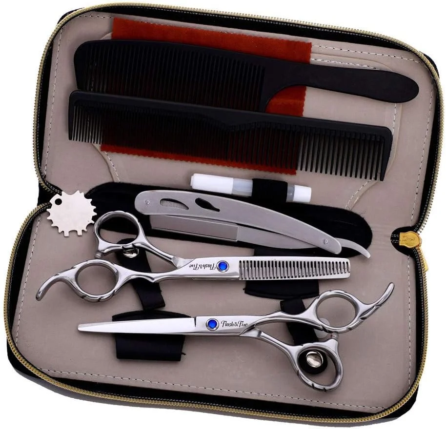 ست قیچی آرایشگری حرفه ای 6 اینچی فولاد 440C، قیچی آرایشگری، قیچی پیتاژ، لوازم آرایشگری، آرایشگاه