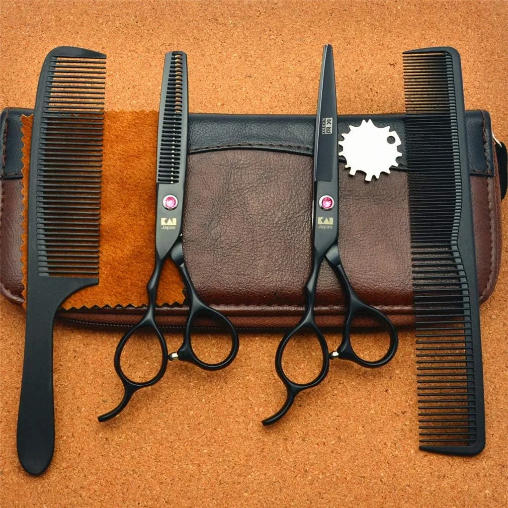 ست قیچی آرایشگری حرفه ای درجه یک 5.5/6.0 اینچی مخصوص دست چپ، قیچی آرایشگری، قیچی اصلاح، ابزار سالن آرایش مو، فولاد 440C، لوازم آرایشگری مو، 6.0 اینچ