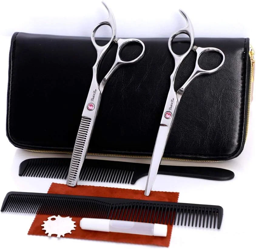 ست قیچی آرایشگری حرفه ای 6 اینچی با فولاد 440C، شامل قیچی آرایشگری، قیچی پیتاژ، لوازم آرایشگری، مناسب برای آرایشگاه و سالن ست قیچی آرایشگری حرفه ای 6 اینچی با فولاد 440C، شامل قیچی آرایشگری، قیچی پیتاژ، لوازم آرایشگری، مناسب برای آرایشگاه و سالن