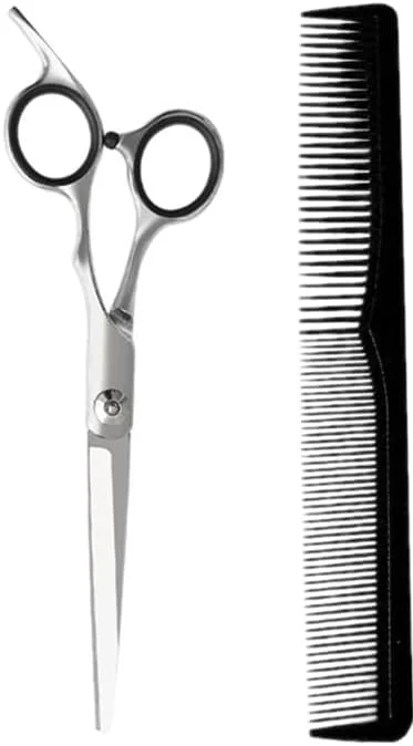 قیچی آرایشگری حرفه ای / قیچی استیل ضد زنگ با پیچ تنظیم دقیق برای سالن خانگی، قیچی آرایشگری برای زنان، مردان و کودکان (قیچی تخت و شانه)