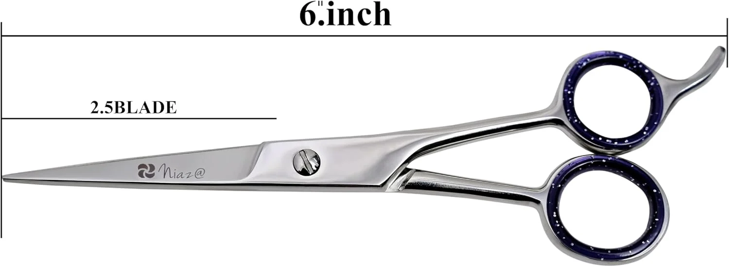 قیچی آرایشگری حرفه ای نیاز@ سایز 6.5 اینچ، مناسب دست راست، لبه تیغ، قیچی آرایشگری سالنی، ساخته شده از استیل ضد زنگ ژاپنی