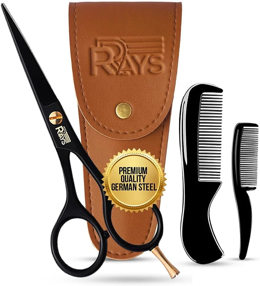 قیچی ریش 5 اینچی RRAYS برای مردان - قیچی سبیل آلمانی با شانه ریش و سبیل - قیچی اصلاح ریش با کیف مسافرتی - کیت پیرایش سبیل برای حالت دادن به موهای صورت مردانه - موزن سبیل. قیچی ریش 5 اینچی RRAYS برای مردان - قیچی سبیل آلمانی با شانه ریش و سبیل - قیچی اصلاح ریش با کیف مسافرتی - کیت پیرایش سبیل برای حالت دادن به موهای صورت مردانه - موزن سبیل.