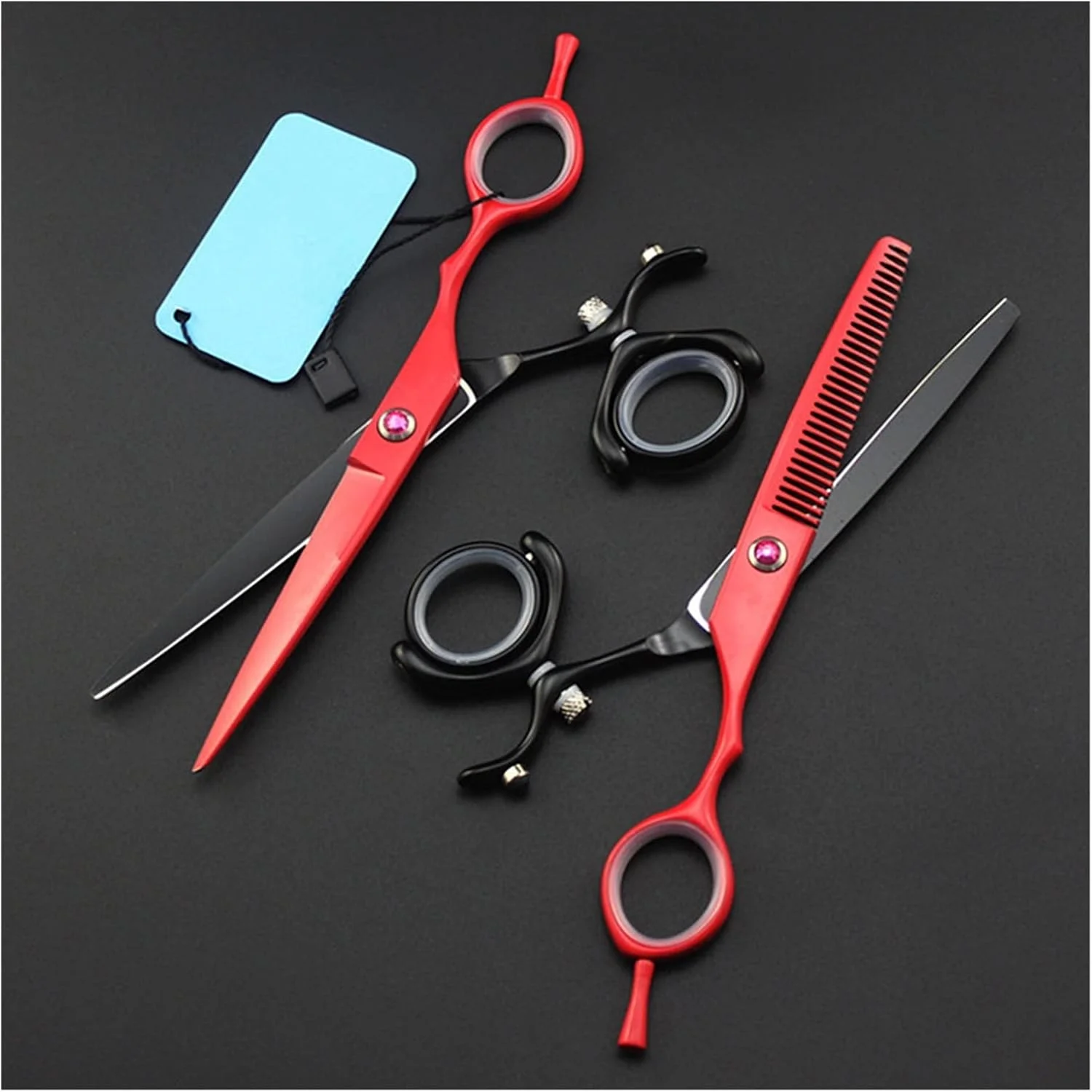 قیچی آرایشگری چرخشی 6 اینچی قرمز، قیچی آرایشگری پیتاژ، قیچی تخت، قیچی آرایشگری، قیچی کوتاهی مو