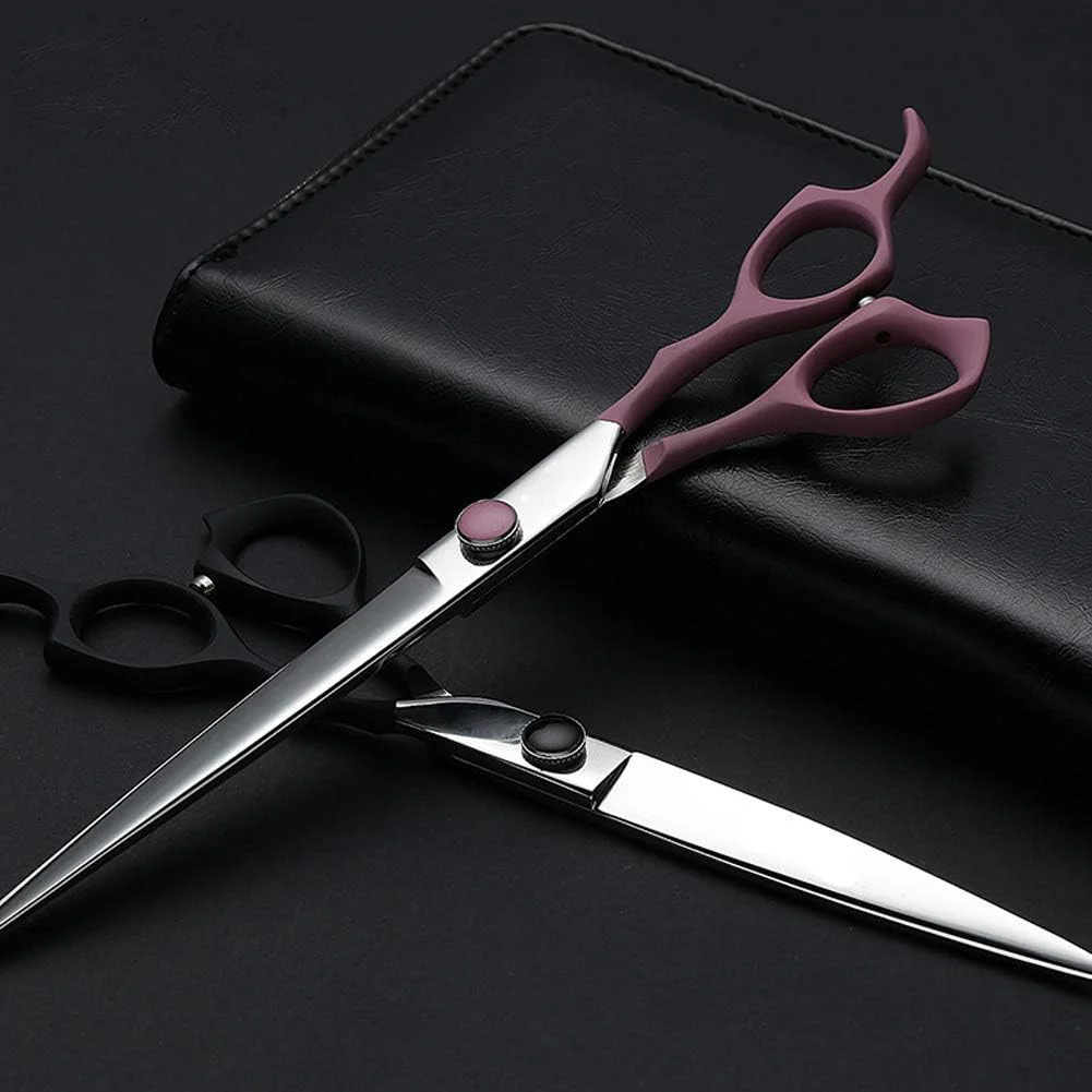 قیچی آرایشگری مو، پیرایش موی حیوانات خانگی 8 اینچی، استیل ضد زنگ ژاپنی برای انواع پیرایش حیوانات خانگی 1 عدد (مشکی)، قیچی آرایشگری