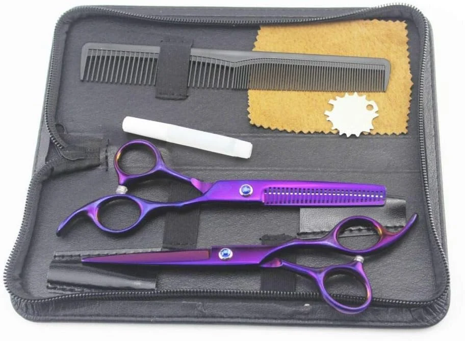 قیچی آرایشگری، مدل مو 6.0 اینچی 440c بنفش، ست آرایشگری ساده، مناسب برای استفاده در منزل یا آرایشگاه، قیچی آرایشگری