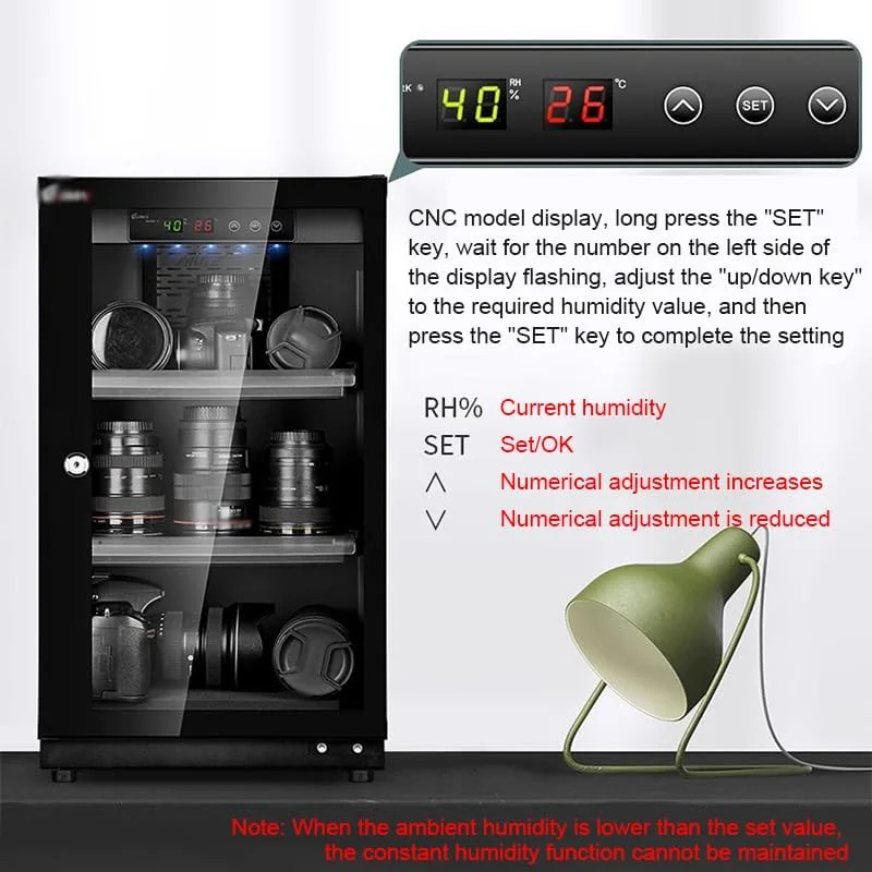 باکس ضد رطوبت الکترونیکی GAGALU، کابینت ضد رطوبت تجهیزات عکاسی دوربین، باکس خشک کننده نگهداری تجهیزات آزمایشگاهی، قهوه ای، 50 لیتر