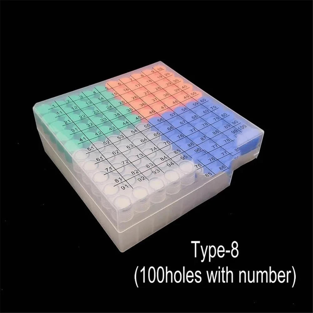 ست ظروف شیشه ای آزمایشگاهی، جعبه پلاستیکی نگهداری 36/50/81/100 سوراخه آزمایشگاهی، 36/50/81/100 عدد کرایوویال PP با حجم 1.8ml/5ml برای آزمایش (نوع-3)