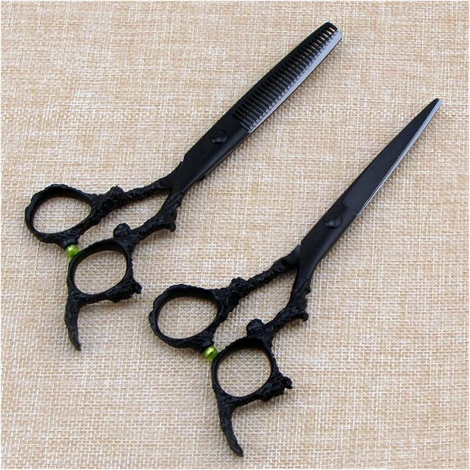 قیچی آرایشگری، قیچی کوتاهی مو اژدهای مشکی 5.5 اینچ 6 اینچ، قیچی پیتاژ مو، قیچی آرایشگری فلت کات، قیچی آرایشگر