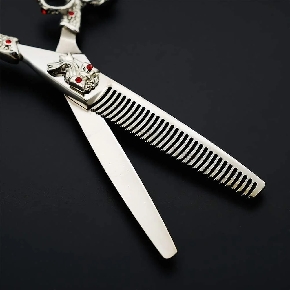 قیچی آرایشگری، ست پیرایش موی حرفه ای ضد لغزش مدل رترو (برش دندانه ای 6 اینچ)، قیچی آرایشگری