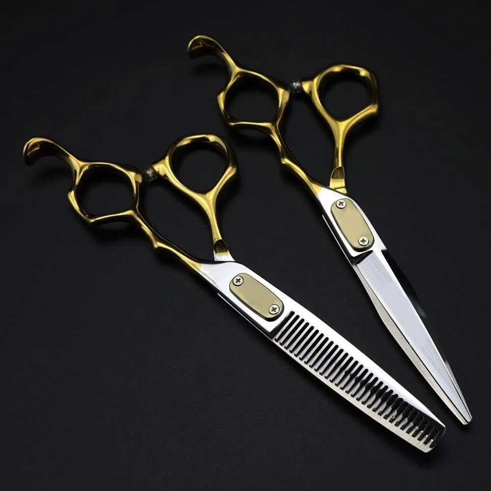 قیچی آرایشگری، قیچی اصلاح مو، قیچی حرفه ای 6 اینچی فولاد 440C، قیچی مو طلایی، قیچی پیتاژ و کوتاهی مو