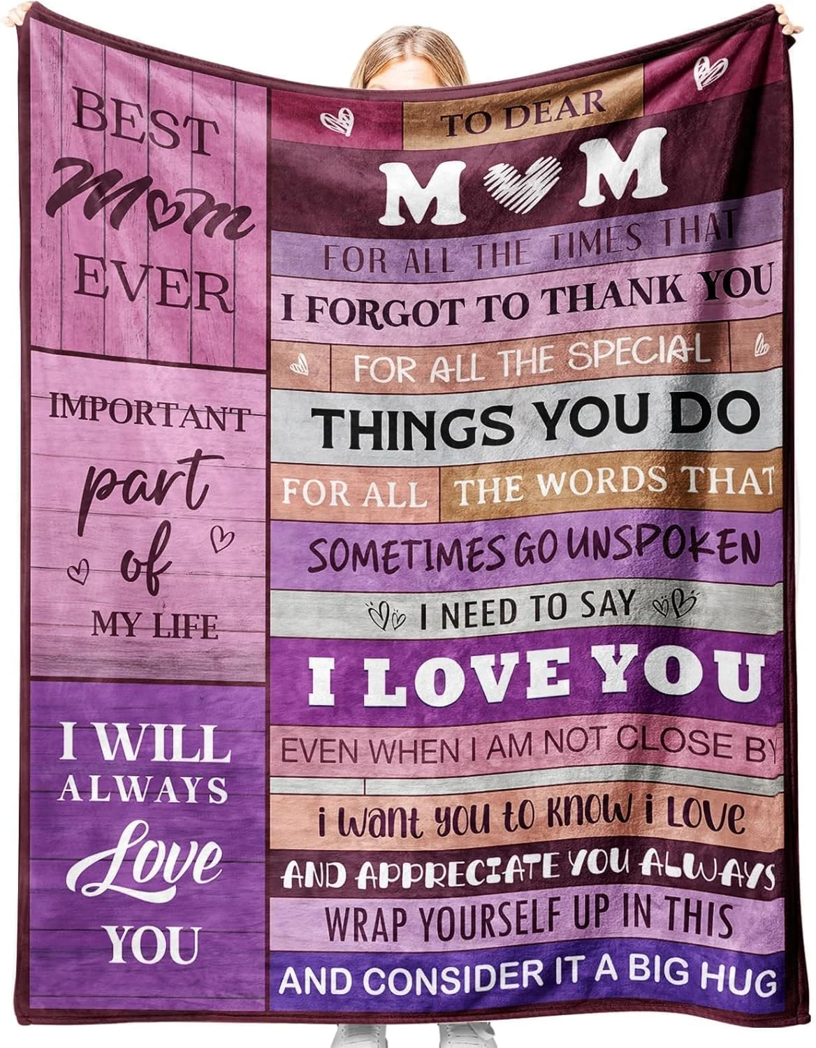 هدیه های مامی CheriGift، پتوی فلانل بنفش هدیه برای مادر، بهترین هدیه ها برای مادر از طرف دختر و پسر در روز تولد، کریسمس