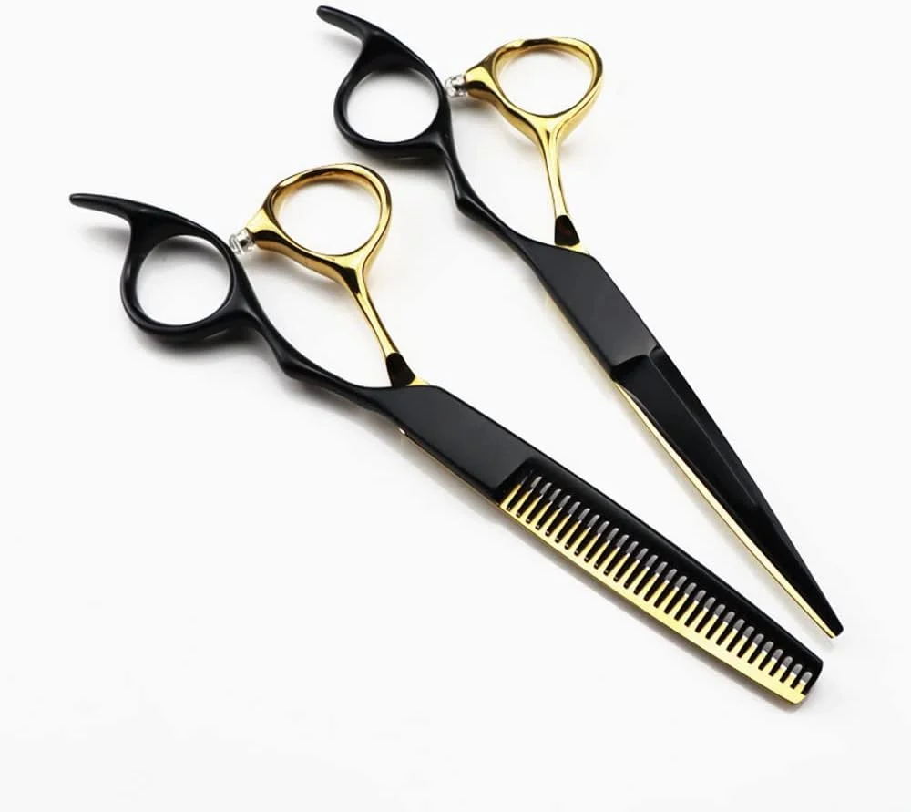 قیچی آرایشگری، قیچی اصلاح مو 6 اینچی حرفه ای فولاد 440C طلایی درجه یک، ابزار پیرایش مو، قیچی سلمانی، قیچی آرایشگر