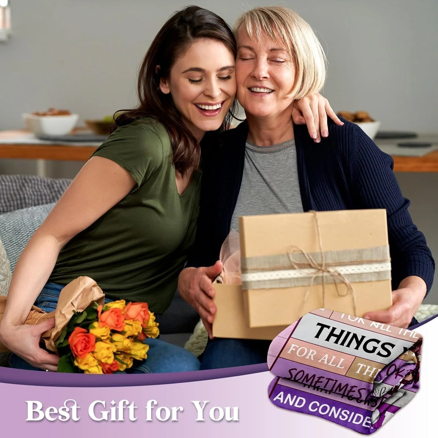 هدیه های مامی CheriGift، پتوی فلانل بنفش هدیه برای مادر، بهترین هدیه ها برای مادر از طرف دختر و پسر در روز تولد، کریسمس