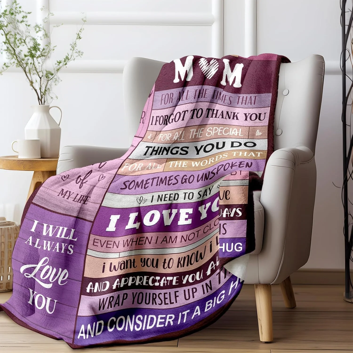 هدیه های مامی CheriGift، پتوی فلانل بنفش هدیه برای مادر، بهترین هدیه ها برای مادر از طرف دختر و پسر در روز تولد، کریسمس