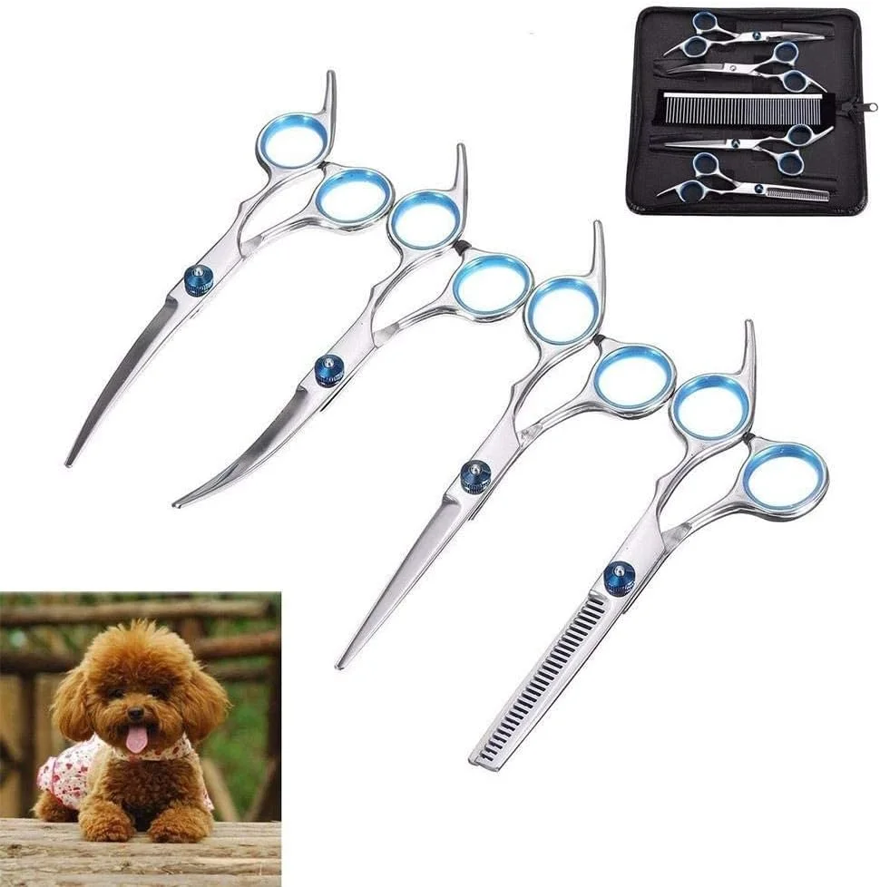 قیچی آرایشگری مو، ست پیرایش سگ 6 عددی، قیچی های حرفه ای صاف، منحنی، اره ای، کیت موبر توله سگ، ابزار زیبایی حیوانات خانگی، قیچی آرایشگری قیچی آرایشگری مو، ست پیرایش سگ 6 عددی، قیچی های حرفه ای صاف، منحنی، اره ای، کیت موبر توله سگ، ابزار زیبایی حیوانات خانگی، قیچی آرایشگری