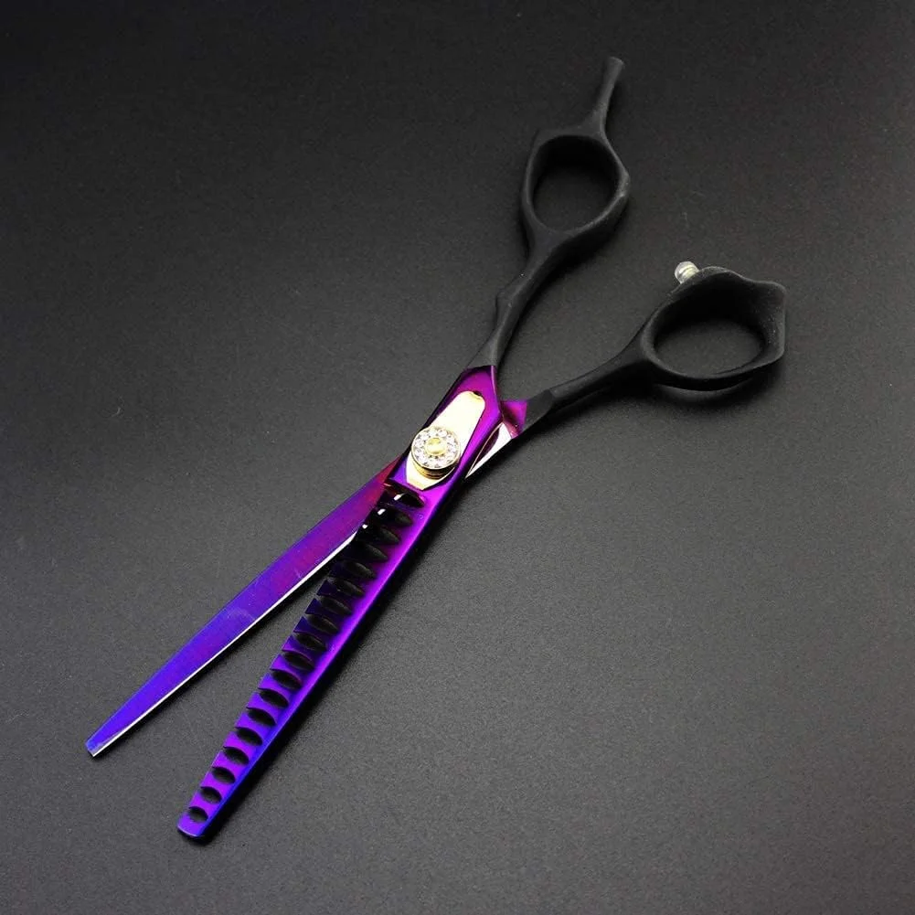 ست قیچی آرایشگری مو، اصلاح مو و پیرایش حیوانات خانگی، ست پیرایش حرفه ای 4 تکه استیل ضد زنگ، قیچی منحنی 7 اینچی برای کم حجم کردن موی سگ، قیچی آرایشگری