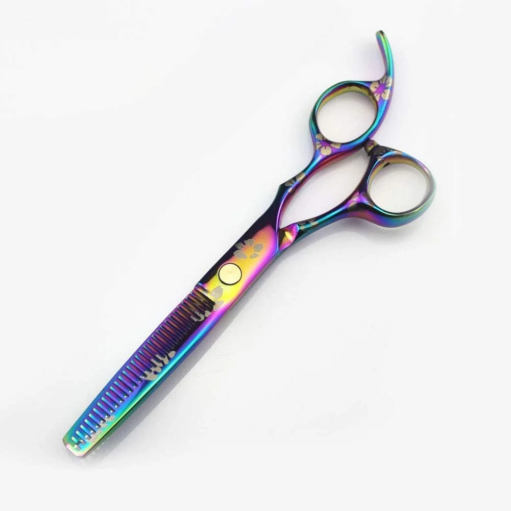 قیچی آرایشگری، ست حرفه ای رنگ و پیرایش مو (بنفش، برش صاف 6 اینچ)، قیچی آرایشگری