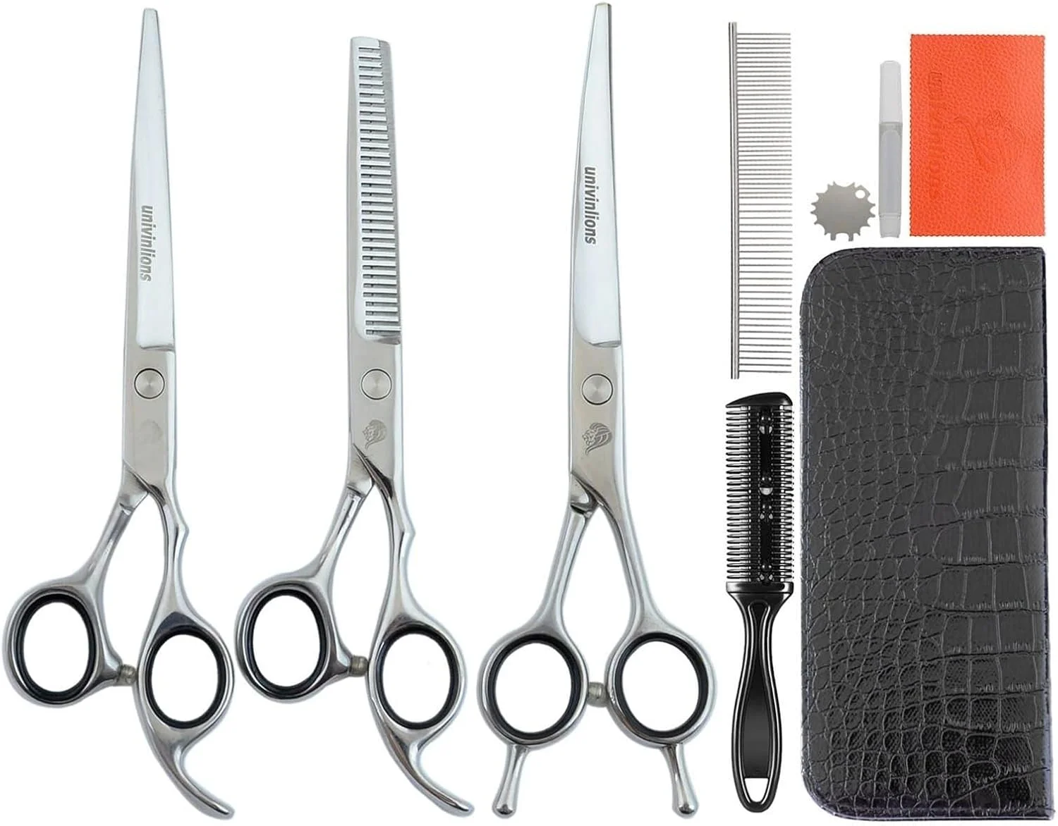 ست قیچی 9 تکه برای پیرایش سگ، قیچی های پیرایش حیوانات خانگی، ست اصلاح مو، قیچی آرایشگری، قیچی صاف، قیچی منحنی تیجراس پرو تسورا 7 اینچی، قیچی پیرایش حیوانات خانگی، پیرایشگر خانگی