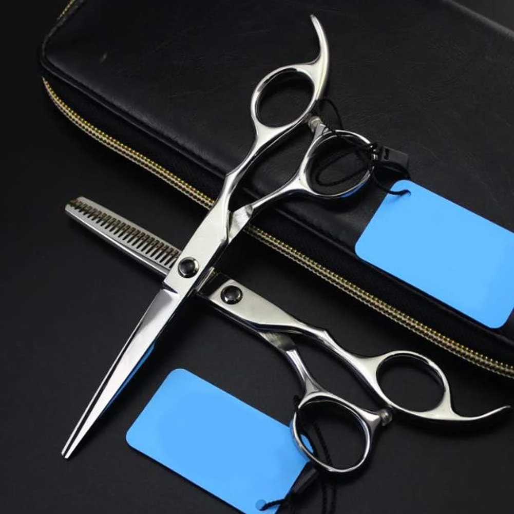 قیچی آرایشگری، ست قیچی اصلاح و نازک کننده مو (مدل Flatcut 6 اینچ)، قیچی آرایشگاهی