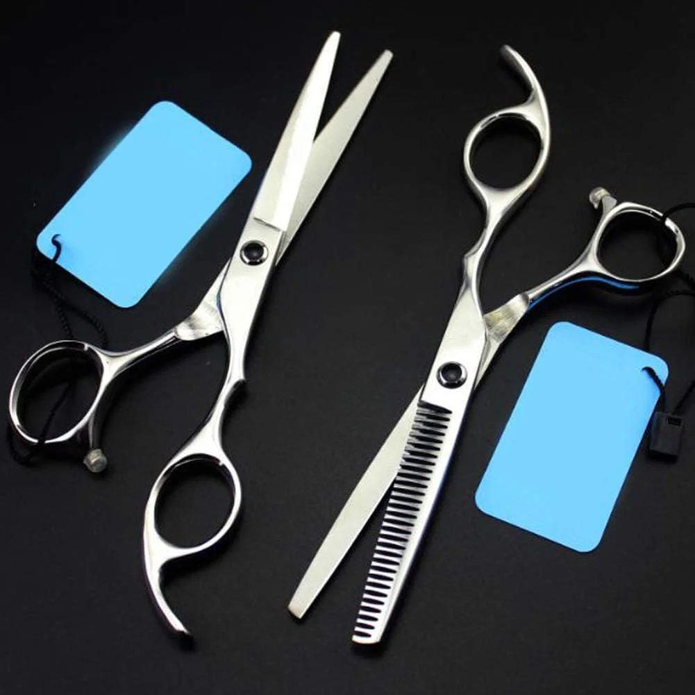 قیچی آرایشگری، ست قیچی اصلاح و نازک کننده مو (مدل Flatcut 6 اینچ)، قیچی آرایشگاهی